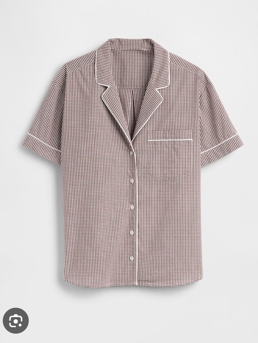 Gap Body Women’s Poplin Pj Shirt - Medium Tall Brown Gingham